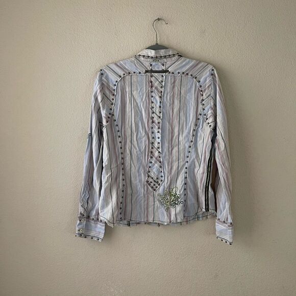 Johnny was striped studded embroidered‎ button down - Picture 6 of 12